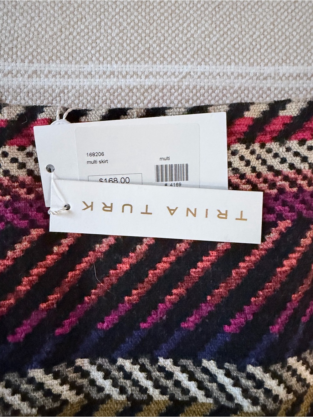 Trina Turk Pink, Purple & Black Diagonal Patterned Skirt